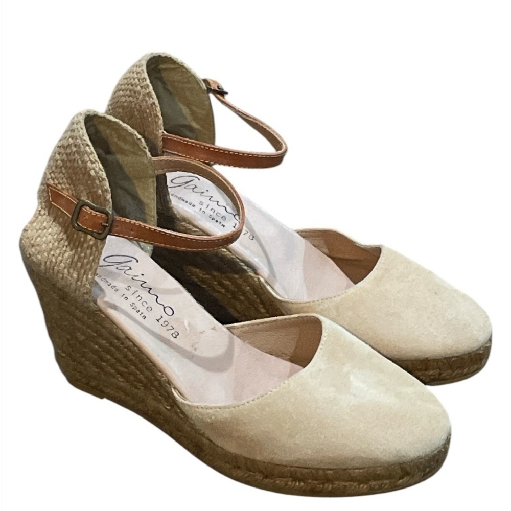 Anthropologie Gaimo women's Obi Tan Leather Wedge Espadrille size 39 (8.5)